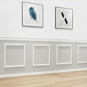 Peel and Stick Wall Molding, 4 Set 24" x 24" Premade Wainscoting Panels, Ready-to-Assemble Wall Panel Kit, Paintable Molding Trim Decor for Living Room Bedroom Hallway Kitchen Island