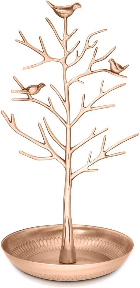 INVIKTUS Silver Birds Tree Jewelry Stand Display Earring Necklace Holder Organizer Rack Tower (Antique Bronze)