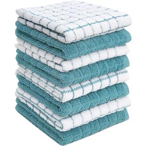 Bumble Dish Cloths (8 Pack) | 12" x 12" | 100% Cotton Kitchen Towels | 405 GSM | Soft, Highly Absorbent & Durable Dish Towels for Kitchen | Aqua