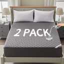 2 Pack Waterproof Mattress Protector, Full Size Mattress Pad with Deep Pocket 6"-15" Depth, Soft Breathable Dirt-Proof Single Bed Mattress Cover for Bedroom, Dorm Room (Gray)
