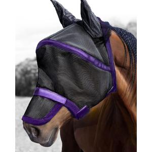 Harrison Howard Maskology Supreme Nylon Framework Micro-Woven Material UV-Proof Horse Fly Mask Black Purple (Cob (Medium)