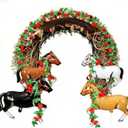 Gejoy 8 Sets 30 Inches Derby Horse Balloon with 52FT Artificial Roses Vine Aluminum Foil Inflatable Horse Party Decoration Western Cowgirl Themed Balloons for Cowboy Birthday Baby Shower Party Decor