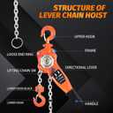 Lever Chain Hoist 1 Ton 2205LBS Capacity,10FT Lift,Manual Ratchet Chain Puller Hoist with 2 Hooks for Building Garages Warehouse Automotive Machinery