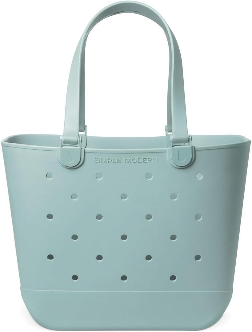 Simple Modern Extra-Large Beach Bag | Waterproof Getaway Rubber Tote with Zipper Pocket for Travel, Pool, Boat, Groceries, Sports | Sea Glass Sage (Sea Glass Sage)