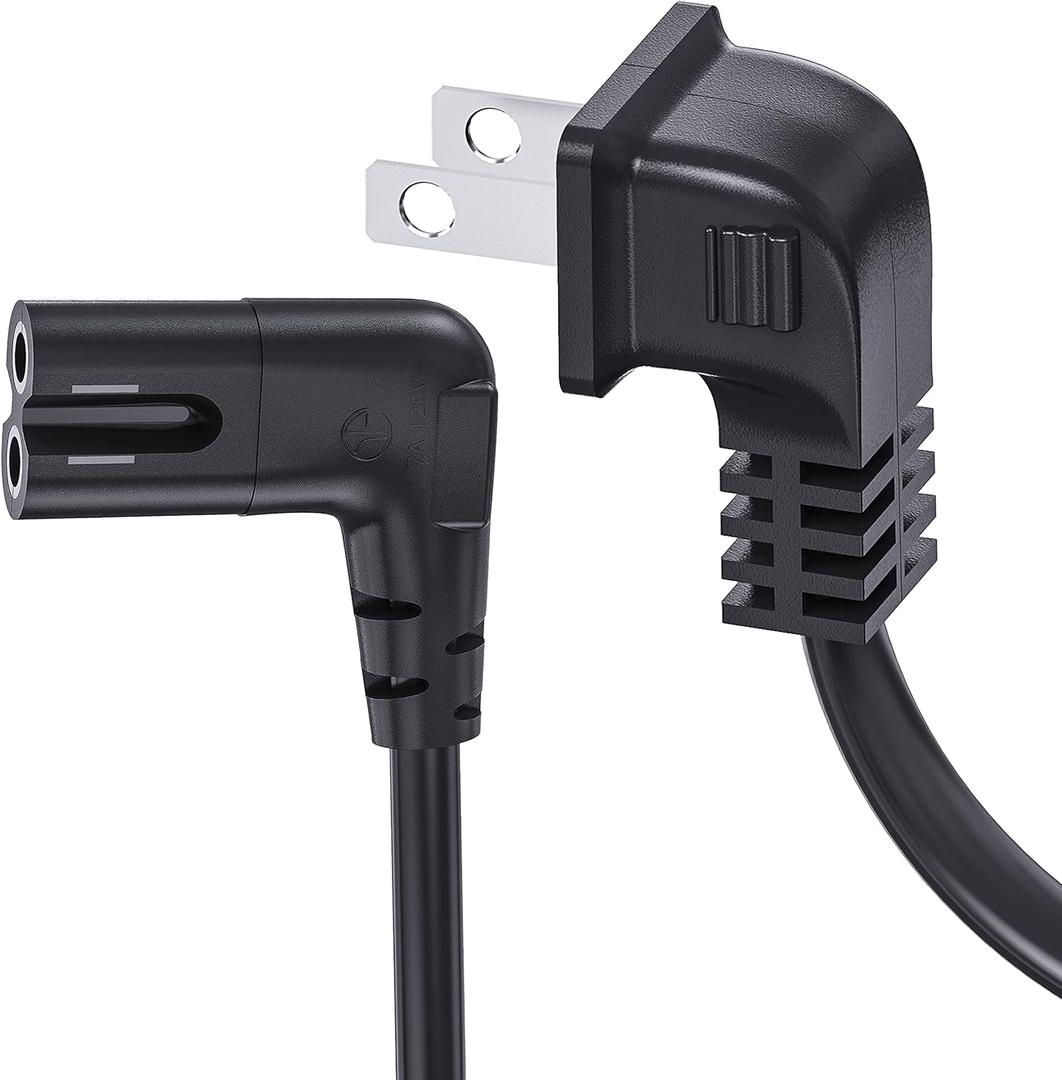 TV Power Cord Compatible with Samsung TV, Ancable 6-Feet 90 Degree Angled 2-Prong C7 Tv Cable Compatible with Samsung LG TCL Sony Appletv Insignia Sharp Toshiba Vizio (UL Listed 18 AWG-Non Polarized)