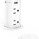 Pop up Outlet for Countertop,2.5-inch Hole Desktop Power Grommet,Recessed Power Strip,20W USB C Fast Charging,4 Outlets 4 USB Ports,15Amp Tamper Resistant Receptacle,White