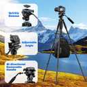 Camera Tripod, 75 Heavy Duty Tripod for Camera with Phone Holder and Travel Bag, Compatible with Video Camera, DSLR, Spotting Scopes, Camcorder, GoPro, Cell Phone, Max Load 16LB (Black)