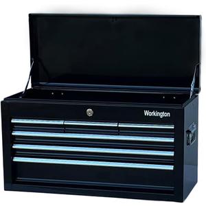 Workington Portable Metal Tool Chest with 6 Drawers, 24" 6-Drawer Tool Chest Cabinet with Ball Bearing Drawer Slides, Steel Tool Storage Box Organizer 4005 Black