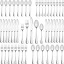60 Piece Silverware Set Service for 12,Premium Stainless Steel Flatware Set,Mirror Polished Cutlery Utensil Sets,Durable Home Kitchen Eating Tableware Sets,Include Fork Knife Spoon,Dishwasher Safe (Round-60 Piece)