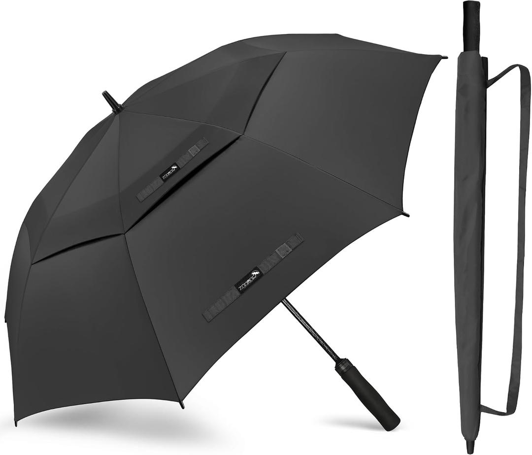 ZOMAKE Automatic Open Extra Large Golf Umbrella 51/54/62/68/72 Inch, Double Canopy Vented Windproof Oversize Stick Umbrellas for Rain
