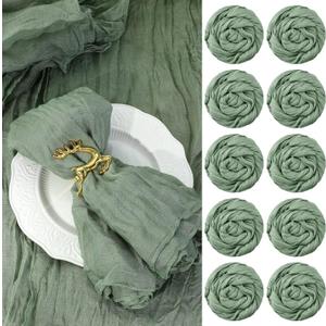 Mixweer 100 Pieces Gauze Cheesecloth Napkins 19.7 x 19.7 Inch with Wrinkled Decorative for Home Wedding Rustic Table Decoration(Sage)