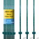ARIFARO Fence Posts 4.8 Feet Sturdy Duty Metal Fence Post, Pack of 10, No Dig Garden U Post for Wire Fencing Steel Post for Yard, Outdoor Wire