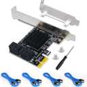 PCIe SATA Card 4 Port Expansion, 6Gbps SATA 3.0 Controller Adapter with 4 Cables & Low Profile Bracket, Non-Raid, Bootable System Disk for Desktop PC