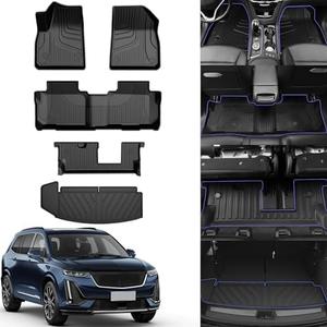 AOMSAZTO Floor Mats for 3 Rows and Cargo Liner Behind 3rd Row Set Black Fit for Cadillac XT6 (7 Seat) 2020-2025 Heavy Duty TPE All Weather Automotive Floor Mats for XT6 with 2nd Row Bench Seat : Automotive