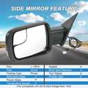 JDMSPEED Left Driver Side Door Mirror Compatible with 2019-2025 Ram 1500 with Power Folding Heated Power Glass Turn Signal Temp Sensor Blind Spot Detection Textured Black(15Pin)