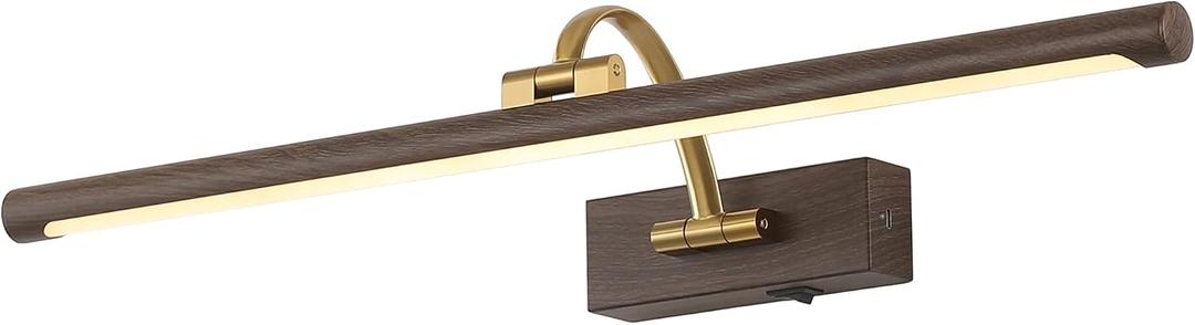 Tassuowell LED Picture Lights for Wall Rechargeable, Battery Operated Art Light for Paintings (Wood Grain, 23.6inch)