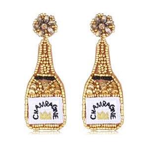 Beaded Earrings Champagne Bottle Drop Dangle Earrings Handmade Champagne Earrings Fashion Jewelry