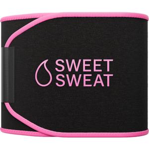 Sports Research Sweet Sweat Waist Trimmer (Core Series) - Premium Sweat Enhancing Fitness Band for Women & Men (XX-Large, Black/Pink)