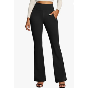 IUGA Stretchy Dress Pants Women High Waist Work Pants Business Casual Bootcut Slacks Pull On Trousers with Zipper Pockets, XL