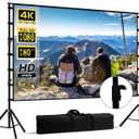 180 inch Projector Screen with Stand, HUANYINGBJB Outside Projection Screen, Portable 16:9 4K HD Rear Front Movie Screen with Carry Bag for Theater Backyard Movie Night, Cinema School, Churches, Parties