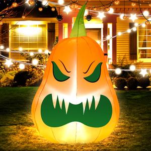 4FT Pumpkin Halloween Inflatable Decor Blow Up Decoration with LED Lights Perfect for Halloween Parties Holiday Indoor Outdoor Yard Graden Inflatable Decoration