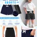 4 Pack Toddler Boys Cotton Shorts Baby Boys Pull On Elastic Waist Shorts Toddler Solid Summer Pants with Pockets, 2T