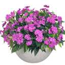 Uqueeten 15.7”Spring Decorations for Home Flowers Fake Plants Fake Flowers Artificial Impatiens Bouquet Flowers for Outdoors Silk Faux Flowers Impatiens Plants Decor Indoor Planters 6PCS (Purple)
