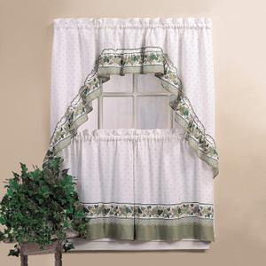 CHF & You Cotttage Ivy Country Curtain Tier And Swag Set, Multi, 56 X 24-Inch