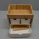 Bamboo Makeup Organizer with 3 Drawers, Dresser Cosmetic Organizer Box,Bamboo Desk Organizer for Home with Adjustable Dividers