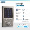 Schlage Connect Smart Deadbolt Lock with Touchscreen Keypad, Keyless Front Door Entry, Z-Wave Plus Compatible, Bright Chrome, BE469ZP CEN 625