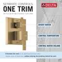 Delta Modern 14 Series Square Rain Shower System Faucet Set, Rainfall Brushed Gold Shower Head and Handle Set, Valve Trim Kit, 10 Inch, Champagne Bronze T342701-CZ (Valve Not Included)