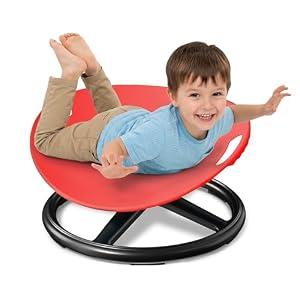 MILENTII Spinning Chair for Autistic Kids, 360° Sensory Swivel Chair with Metal Base, Balance Training Seat for Indoor Outdoor Use, 165 lbs Capacity, Polypropylene Active Seat, Red
