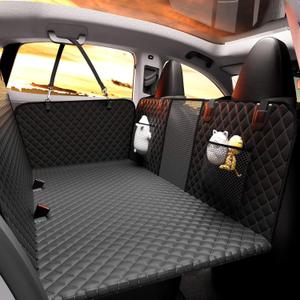 Chilino Back Seat Extender for Dogs - Large Space, Waterproof Dog Car Seat Cover for Back Seat with Hard Bottom Holds 420lbs, Upgraded Material Waterproof Pet Car Bed Dog Hammock for Car, SUV,Truck (Black)