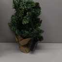 Pre-lit Artificial Mini Christmas Tree, 2ft Tipped Pine Artificial Christmas Tree, Includes 50 Led Warm Lights, Seasonal Indoor Home Decor with Decorative Burlap Base (Green)