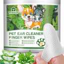 60 Pcs Extra Large Cat & Dog Ear Wipes, Ear Wipes for Dogs, 60 Fit Design, Non-Slip. Wipes Away Ear Wax, Effectively Removes Odor, Relieves Itching and Soothes Skin, Natural Ingredients