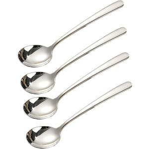 Soup Spoons, 4-Piece Large Round Spoons,7.8 inch SUS 304 Stainless Steel Bouillion spoons