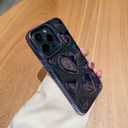 Compatible with iPhone 14 Pro Max Case Clear Glitter 3D Love Hearts Cute Girly Design Slim Protective Transparent Cover for Women Girl Sparkly Bling Chrome Edge Soft TPU Electroplated Glossy Blue