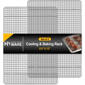 Hiware 2-Pack Cooling Racks for Baking - 8.5" x 12" - Quarter Size - Stainless Steel Wire Cookie Rack Fits Quarter Sheet Pan, Oven Safe for Cooking, Roasting, Grilling