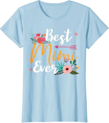 Best Mimi Ever Flower Wreath Tribal Arrows Gift Women Shirt T-Shirt (X-Small, Baby Blue)