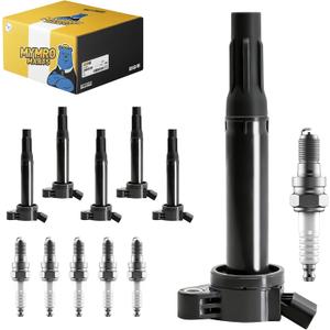 6Pcs UF487 Ignition Coils & Double Iridium Spark Plugs for 2005-2018 Toyota Camry/Avalon/Highlander 3.5L V6 - Replaces 90919-02251, 90919-A2002