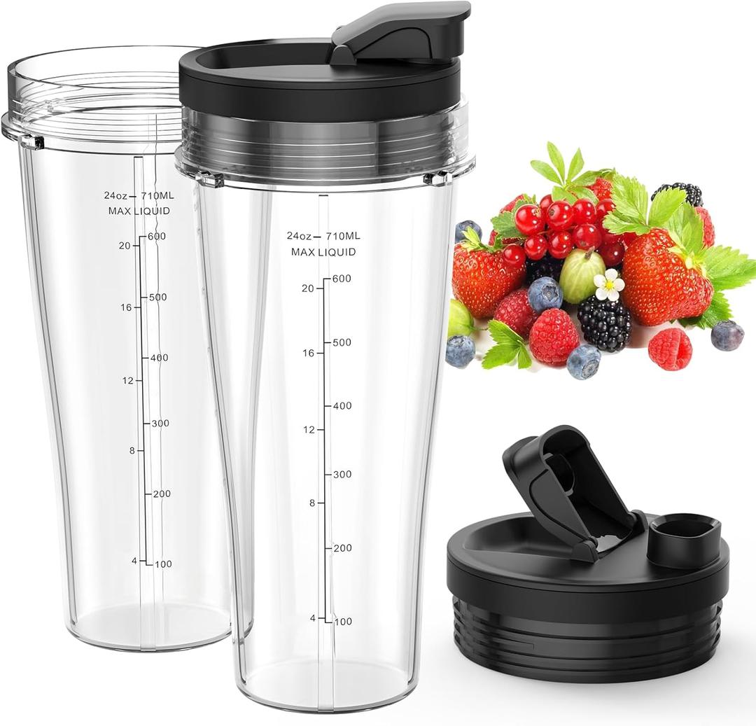 Blender Replacement Parts for Ninja, 32oz Ninja Blender Cups with To-Go Lids, Blender Blade Compatible with Nutri Ninja Auto iQ Blenders BL2012 BN801 BL480-30 BL640-30
