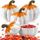 Reallnaive 3 Set Thanksgiving Ceramic Bowl 20 oz Pumpkin Soup Bowls with Lids Thanksgiving Dining Table Decor Pumpkin Cranberry Sauce Storage Jar for Home Kitchen Holiday Tableware