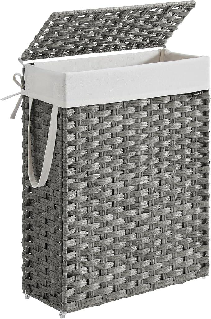 SONGMICS 55L Laundry Basket with Lid Foldable
ELIOTT LCB164G01 Storage Basket, Removable Fabric Bag with Handles, Taupe Grey and Cream White