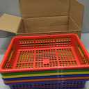 Fun Express Stackable Storage Bins 13x9.75x3 Inch - 6 Pack Colorful Plastic Storage Baskets with Handles for Classroom Organization | Paper Trays for Teachers, Office Storage & Home Organizing