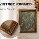 Vexlynora Vintage Gold Framed Dark Green Floral Wall Art - Ornate Gold Flower Canvas luxurious Textured Cottagecore Flower Picture Wall Decor for Living Room Bedroom Farmhouse Home 16X24in