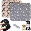 2PC Puppy Pads with Pheromones, Washable Puppy Pee Pads for Dogs Reusable Puppy Pads for Dogs and Cats - Leak & Odor Proof, Non-Slip Base Training Pads for Home & Travel(with Pet Hair Removal Gloves) (Small, Gray+brown Bone)