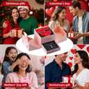 Gifts for Him Her Boyfriend Girlfriend, Preserved Faux Roses with Couple Hug Necklace, Wedding Anniversary Birthday Gift for Women, Romantic Valentine's Day Christmas Gifts to Mother Couples Wife (Pink box + Rose gold necklace)