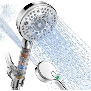 SunCleanse Filtered Shower Head with Handheld, 9-Spray Setting Detachable Showerhead with Filters, Shower Head for Hard Water - Filtered Chlorine, Improve Skin and Hair Texture, Chrome