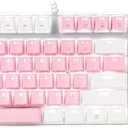 MageGee Mechanical Gaming Keyboard, 104 Keys White Backlit Mechanical Keyboards with Red Switches & Double-Shot Keycaps, Wired Ergonomic Computer Keyboard for Desktop, PC Gamers (White &Pink)
