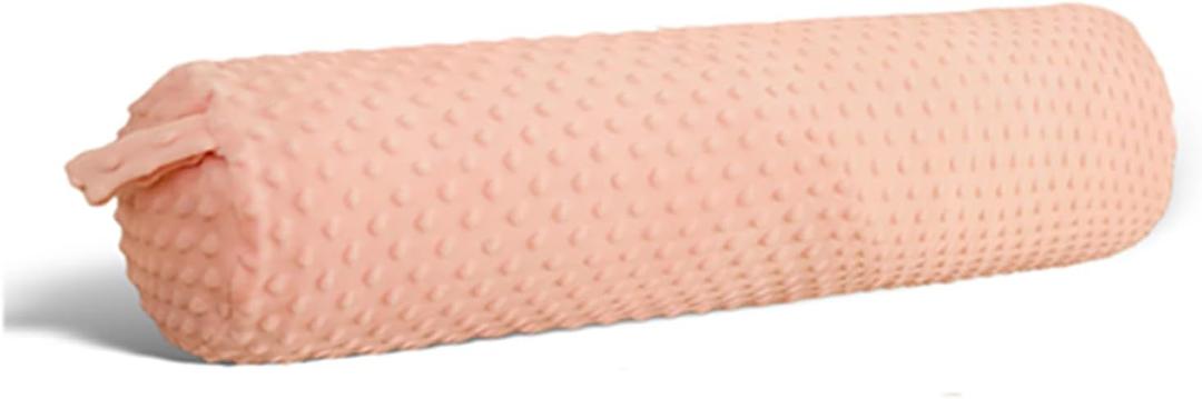 Cervical Neck Roll Pillow Memory Foam Blush Pink 24in Round Neck Pillows Support for Sleeping Lightweight Bolster Cushion for Yoga TravelWashable Cover